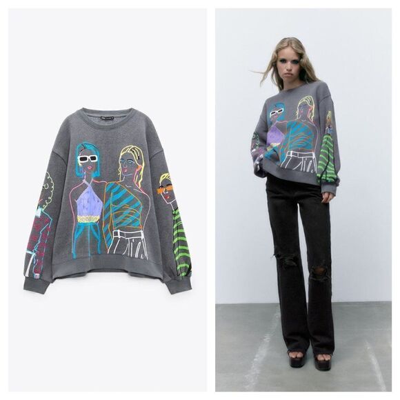 ZARA PRINTED GIRLS SWEATSHIRT  - Picture 1 of 14